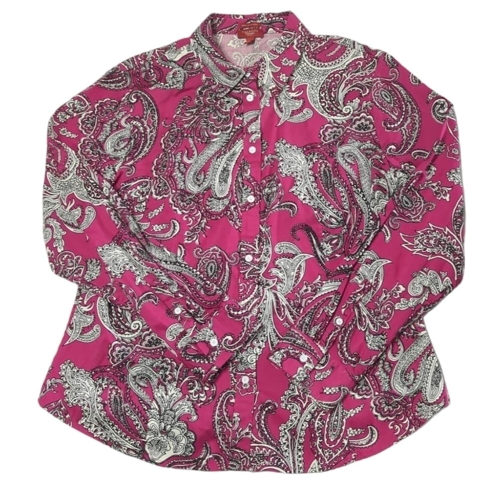 Talbots Womens Shirt‎ Paisley Button Up Top Long Sleeve Artsy Career Office 16P